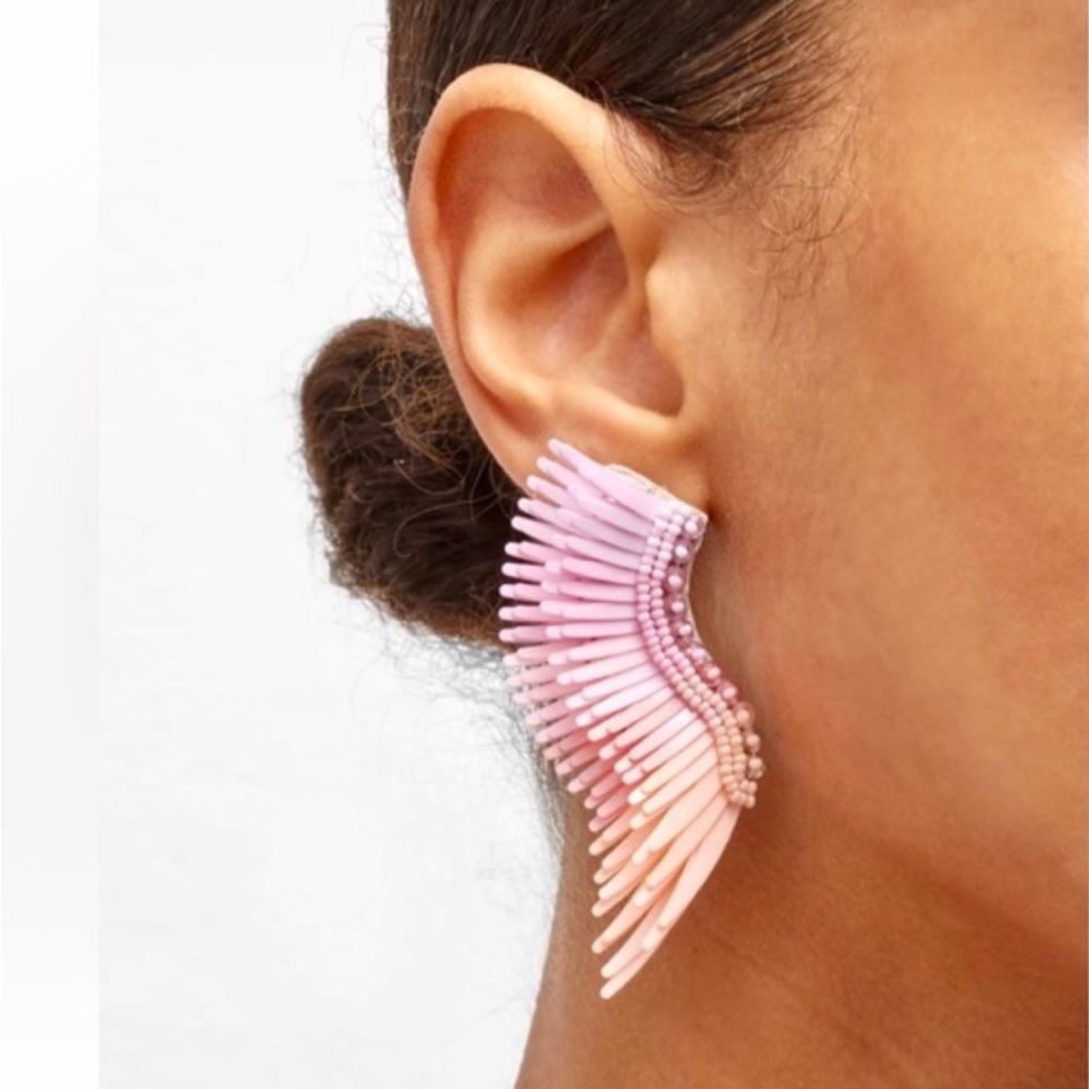 πΊπHPππΊ NWT Mignonne Gavigan Midi Madeline Earrings Triple Layered Pink & White - Picture 16 of 16